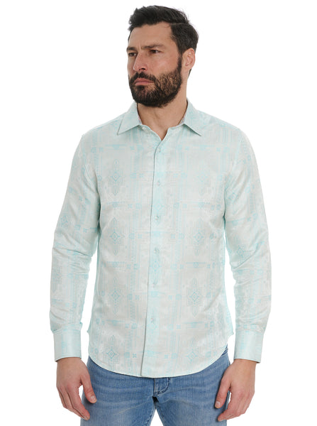 NEW R By popular Robert Graham Men's 2XL Pale Blue Check Textured Button Up $345 Gift