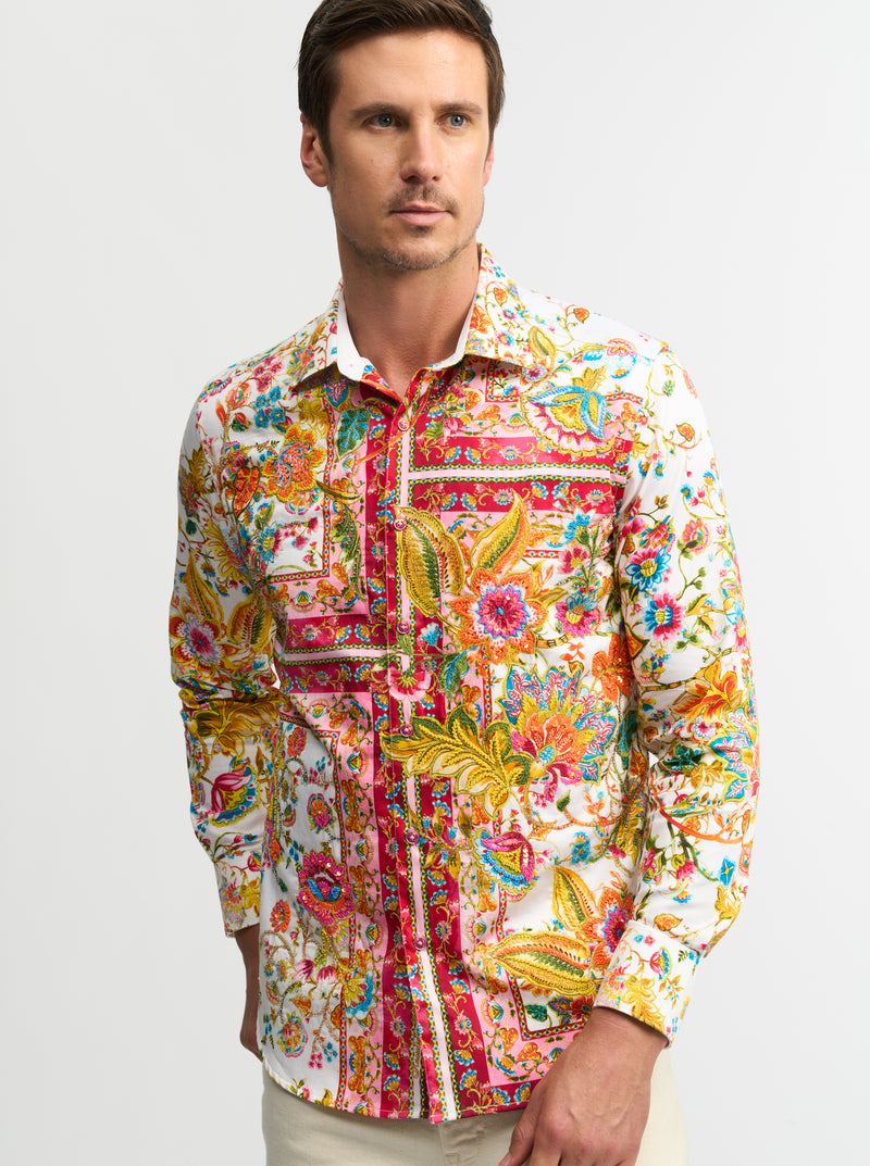 LIMITED EDITION GIVERNY FLOWERS LONG SLEEVE BUTTON DOWN SHIRT