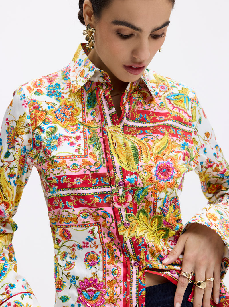 LIMITED EDITION GIVERNY FLOWERS LONG SLEEVE BUTTON DOWN SHIRT