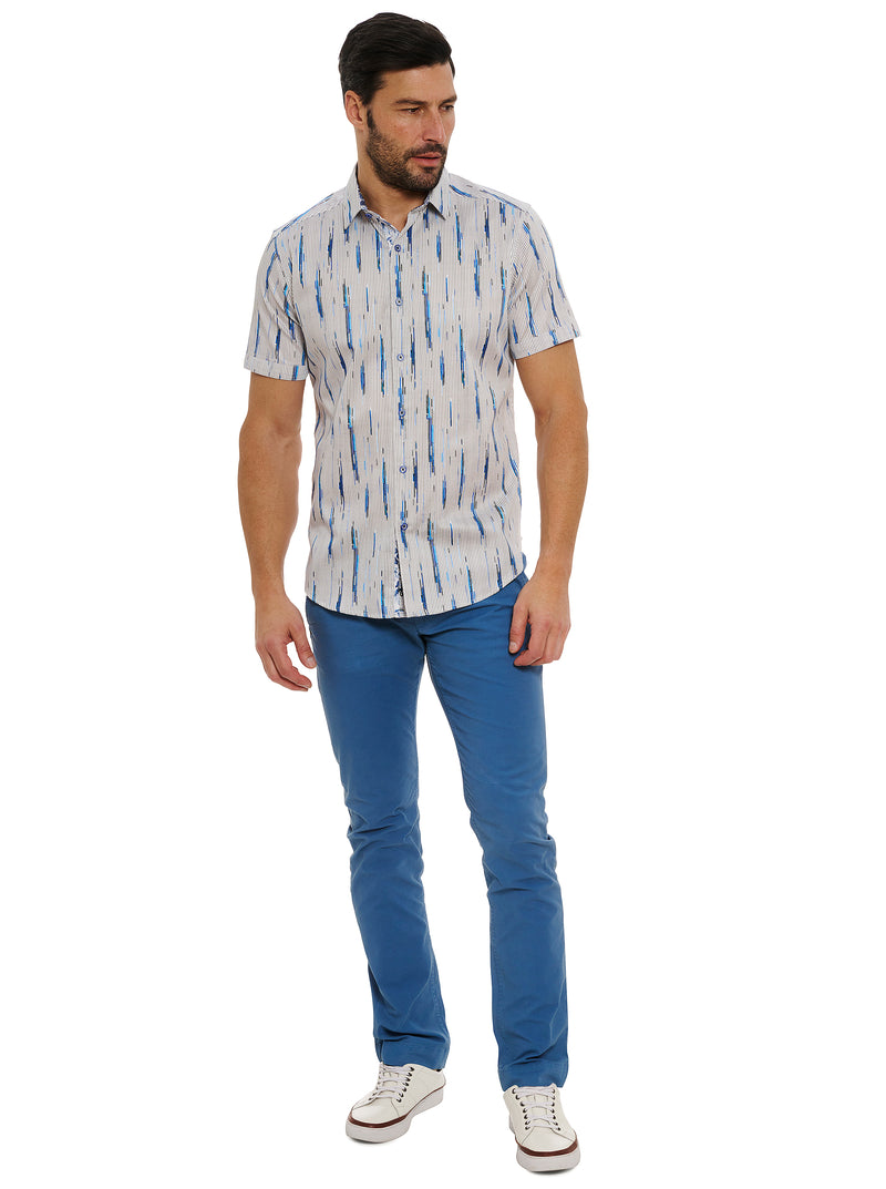 SHIPPING LINES SHORT SLEEVE BUTTON DOWN SHIRT