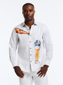 SHARK BREW LONG SLEEVE BUTTON DOWN SHIRT