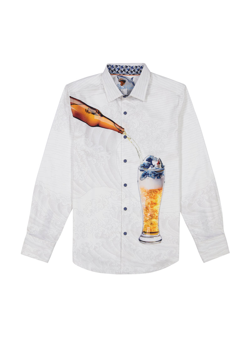 SHARK BREW LONG SLEEVE BUTTON DOWN SHIRT