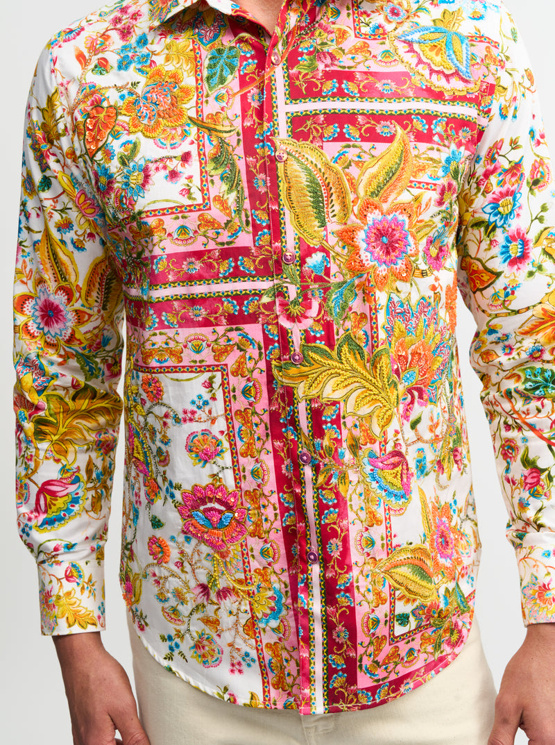 LIMITED EDITION GIVERNY FLOWERS LONG SLEEVE BUTTON DOWN SHIRT