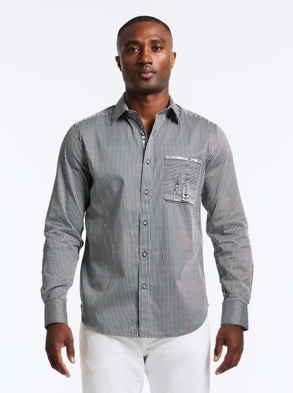 PERSPECTIVE LONG SLEEVE BUTTON DOWN SHIRT