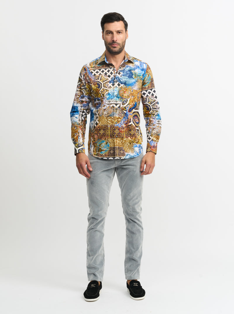 FRESCO LONG SLEEVE BUTTON DOWN SHIRT