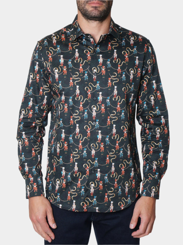 NUTCRACKERS LONG SLEEVE BUTTON DOWN SHIRT