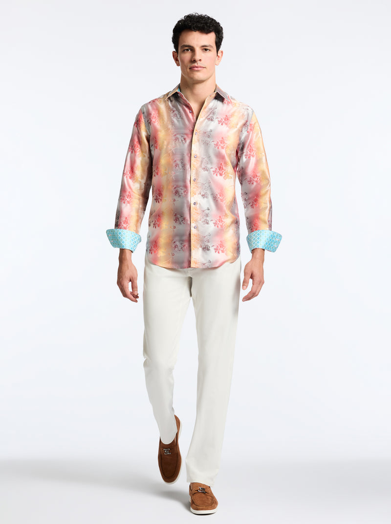 LIMITED EDITION SUNSET TRELLIS LONG SLEEVE BUTTON DOWN SHIRT