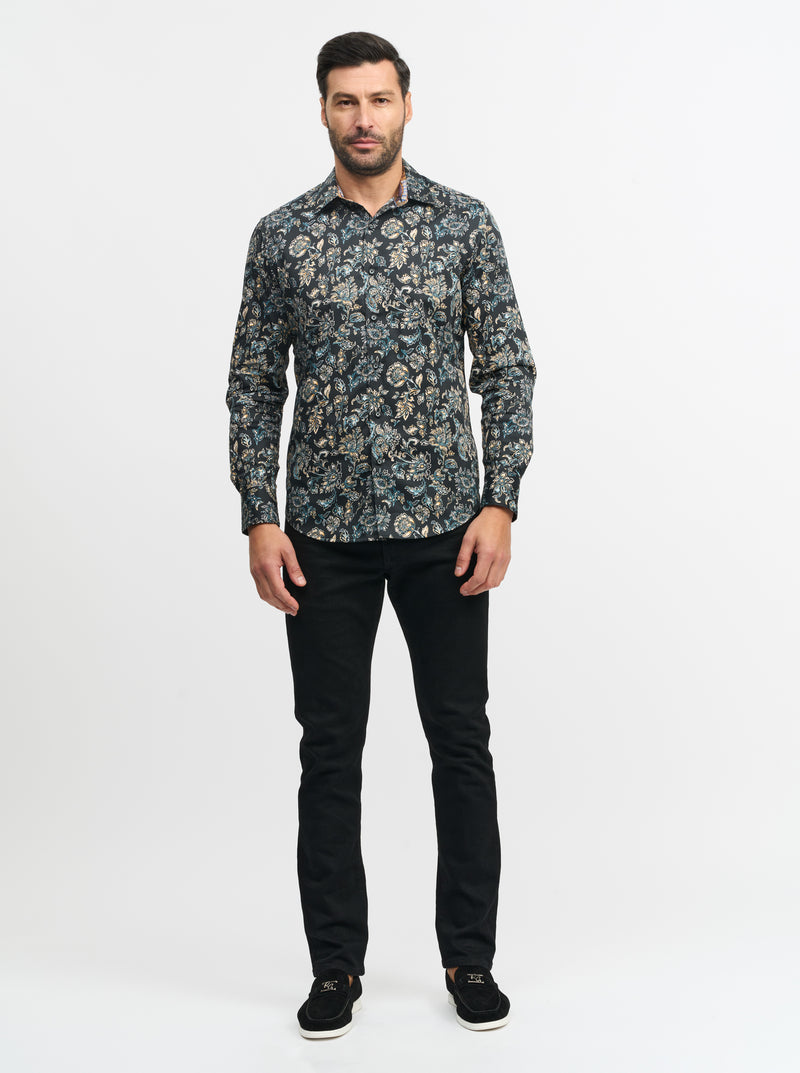 EVANS LONG SLEEVE BUTTON DOWN SHIRT