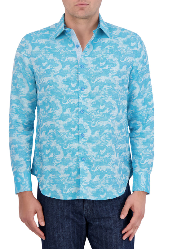 POSEIDON LONG SLEEVE BUTTON DOWN SHIRT