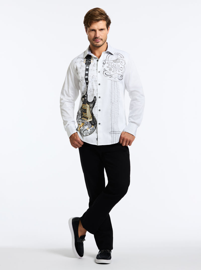 ELIXIR OF LIFE LONG SLEEVE BUTTON DOWN SHIRT