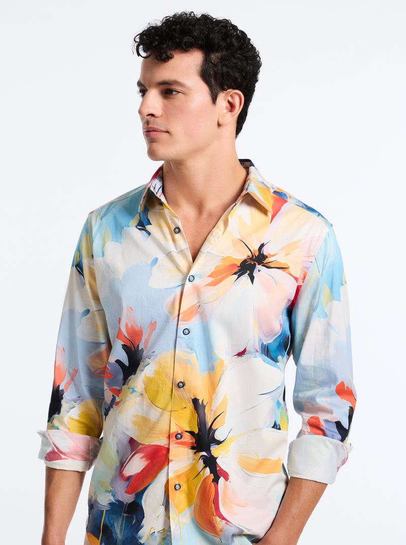 FLORA GRANDE LONG SLEEVE BUTTON DOWN SHIRT