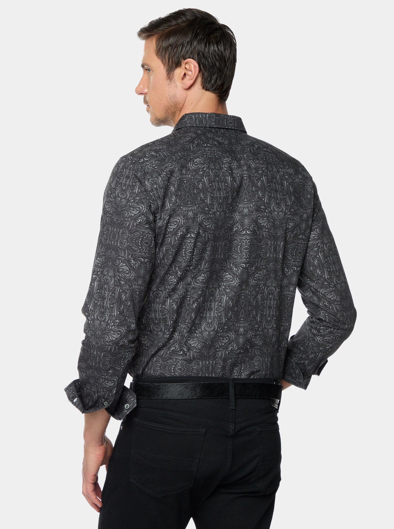 Robert Graham Brand Large Black, White, and orders Gray Flip Cuff Long Sleeve Shirt