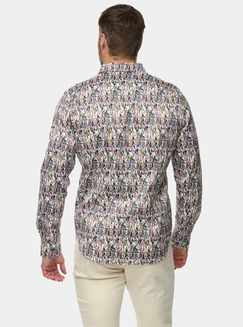 SKELETAL STROLL LONG SLEEVE BUTTON DOWN SHIRT