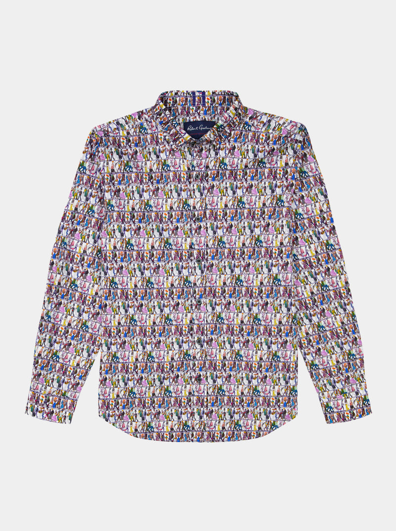 SKELETAL STROLL LONG SLEEVE BUTTON DOWN SHIRT