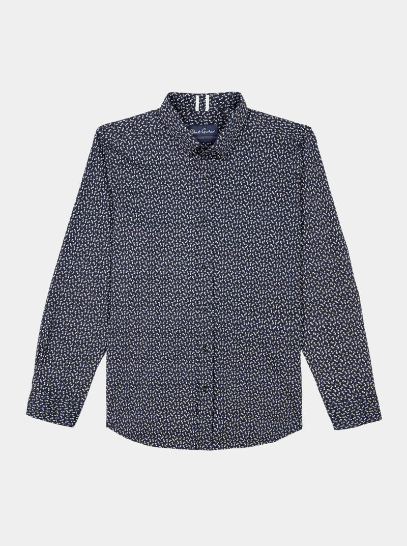 CROSSBONES LONG SLEEVE BUTTON DOWN SHIRT