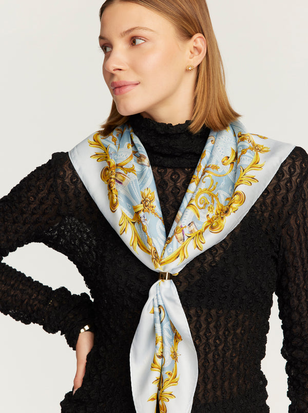 CHAMPAGNE ORNAMENTAL SQUARE SCARF