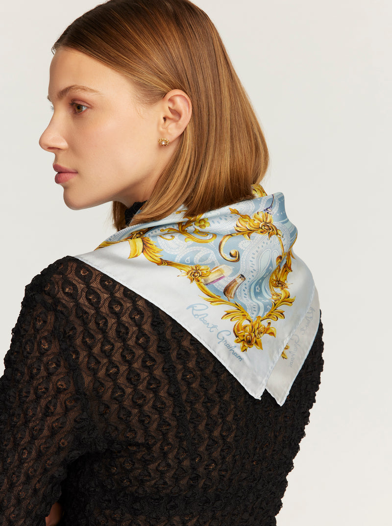 CHAMPAGNE ORNAMENTAL SQUARE SCARF