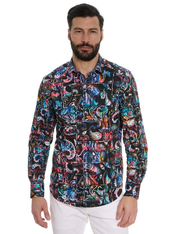 PAISLEY BRICKS LONG SLEEVE BUTTON DOWN SHIRT