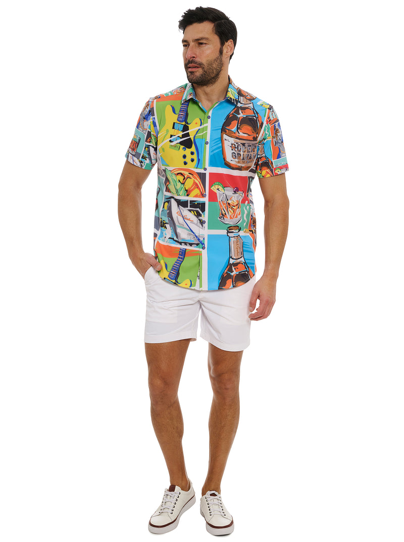 FIESTA DE VERANO SHORT SLEEVE BUTTON DOWN SHIRT