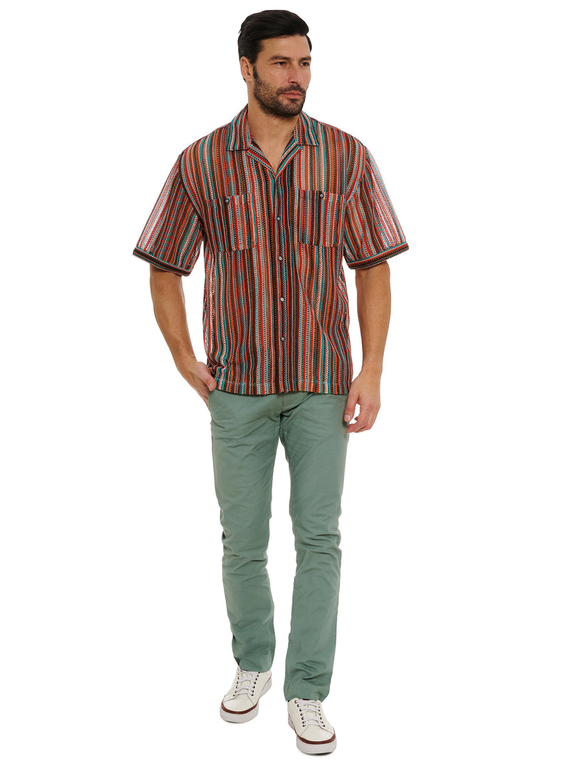 SERAPE SHORT SLEEVE BUTTON DOWN SHIRT