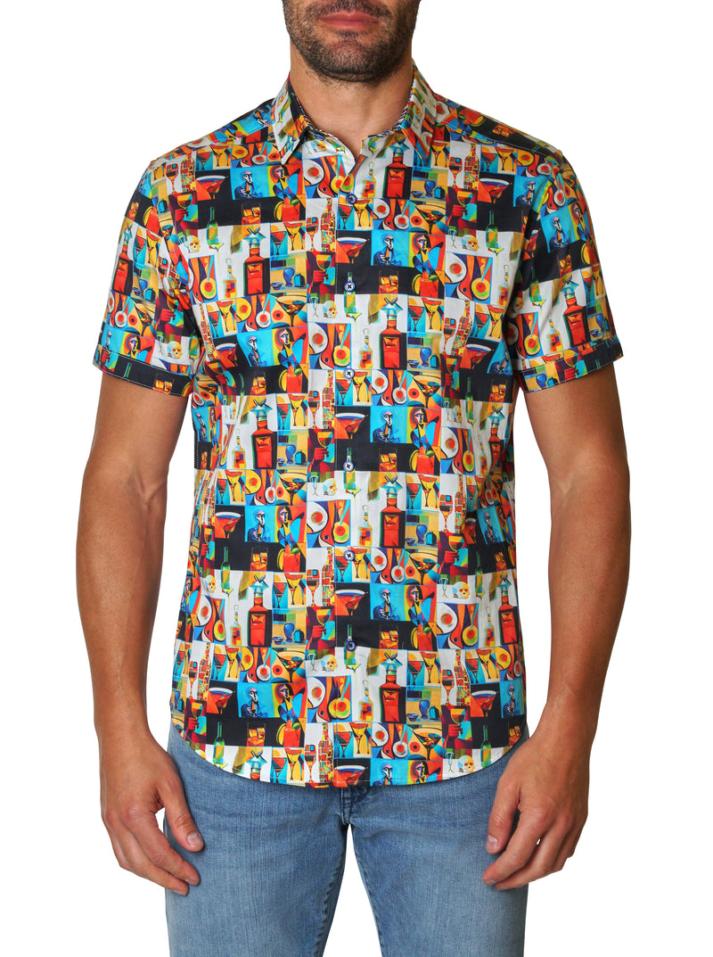 ICE-CUBIST SHORT SLEEVE BUTTON DOWN SHIRT