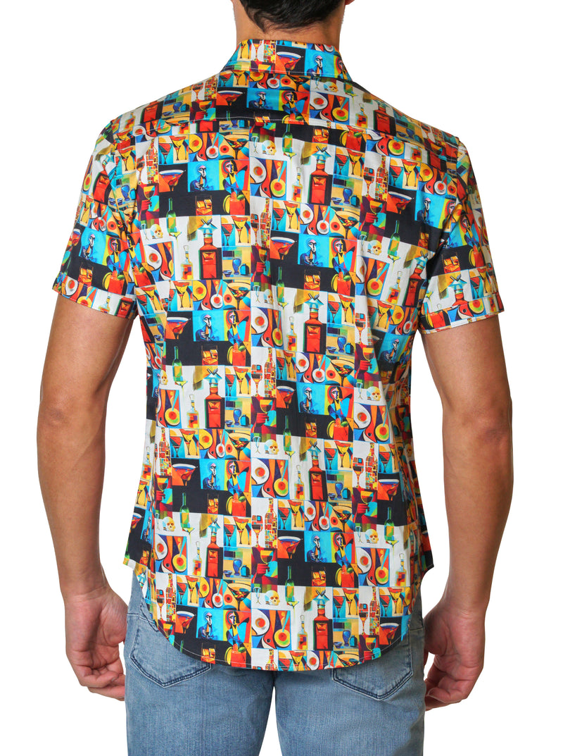 ICE-CUBIST SHORT SLEEVE BUTTON DOWN SHIRT