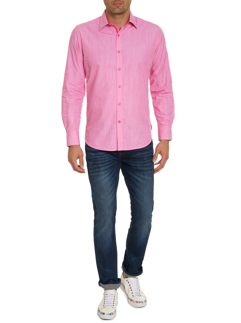 Plain Collar Neck Men Light Pink Cotton Shirt, Handwash at Rs 450