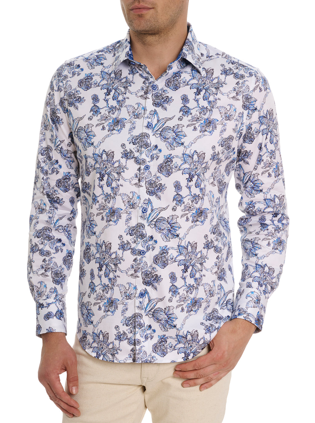 Robert Graham Long Beach store Men's Small Skull Floral Long Sleeve Flip Cuff Shirt