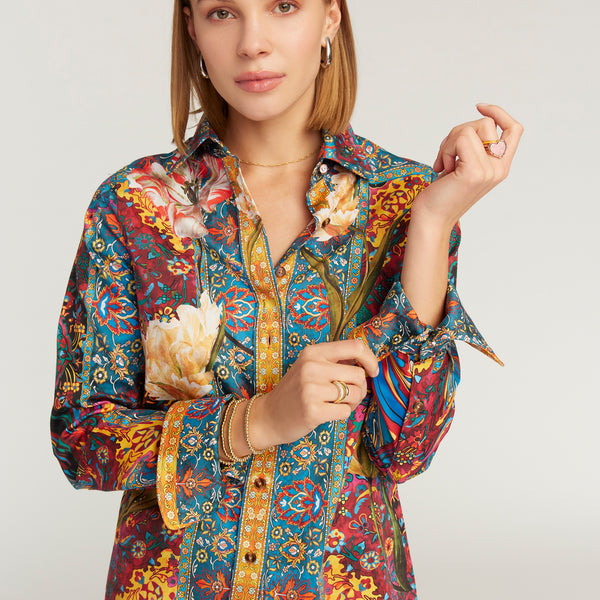 ROBERT GRAHAM Estrada Shirt Tailored Fit Floral Print discount Top