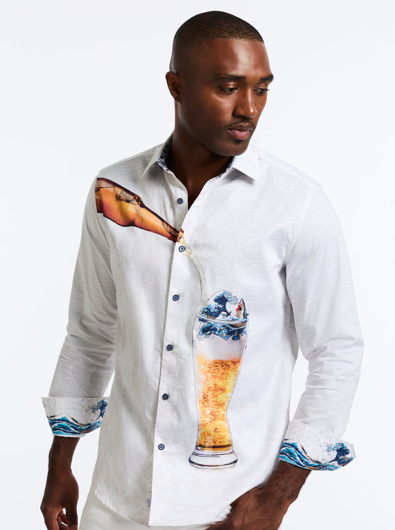 SHARK BREW LONG SLEEVE BUTTON DOWN SHIRT