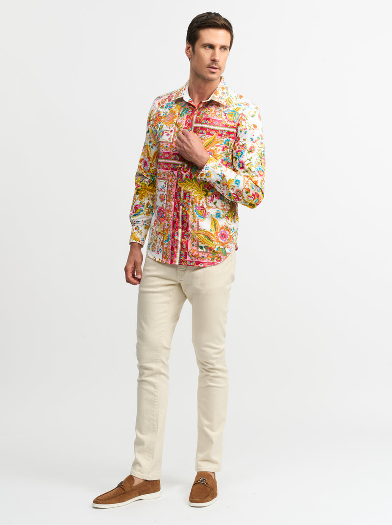 LIMITED EDITION GIVERNY FLOWERS LONG SLEEVE BUTTON DOWN SHIRT