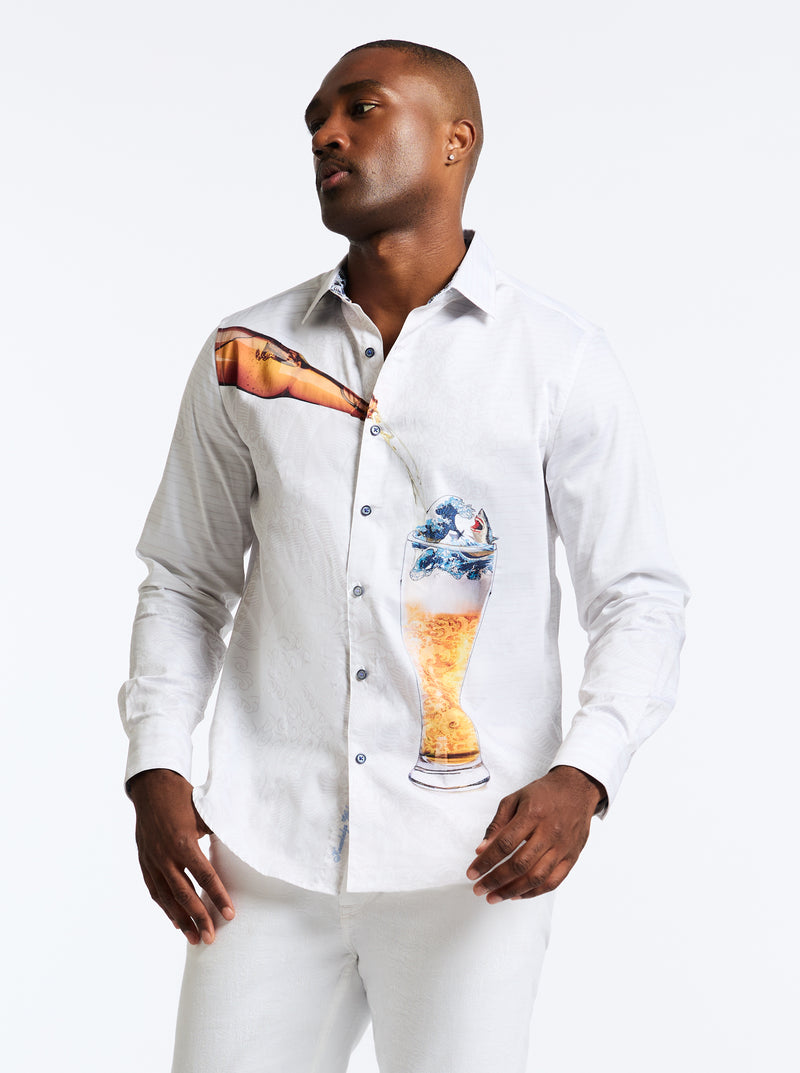 SHARK BREW LONG SLEEVE BUTTON DOWN SHIRT