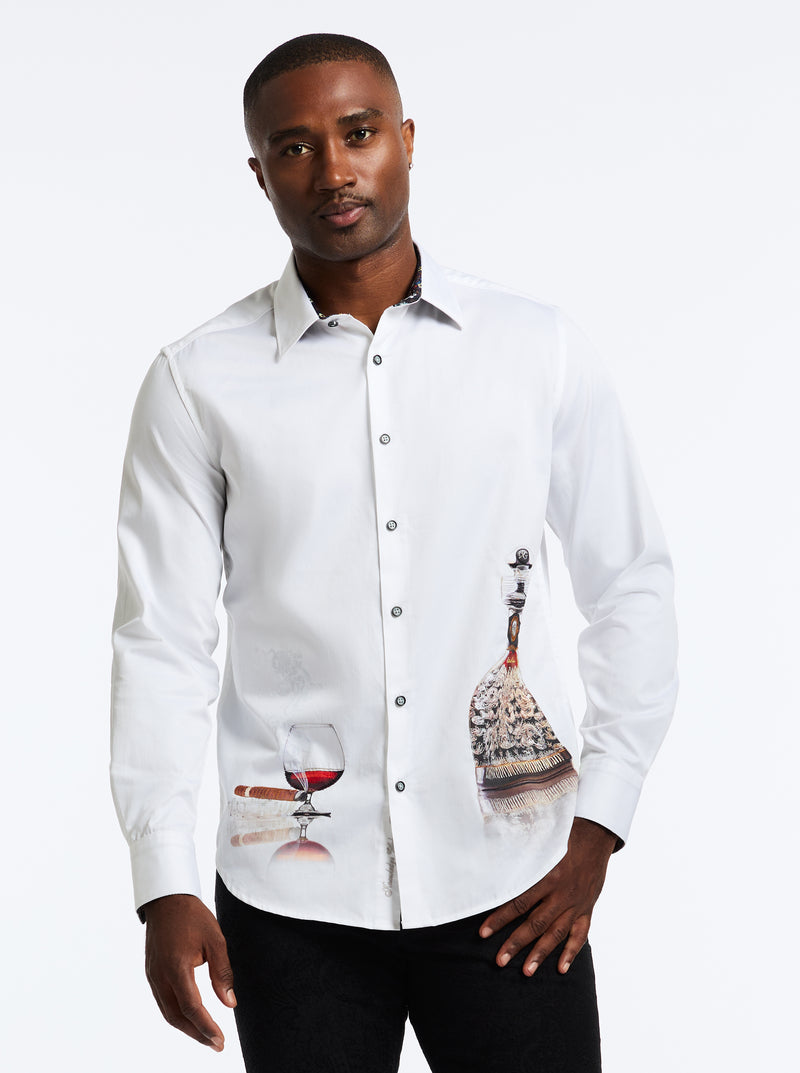 COGNAC LONG SLEEVE BUTTON DOWN SHIRT